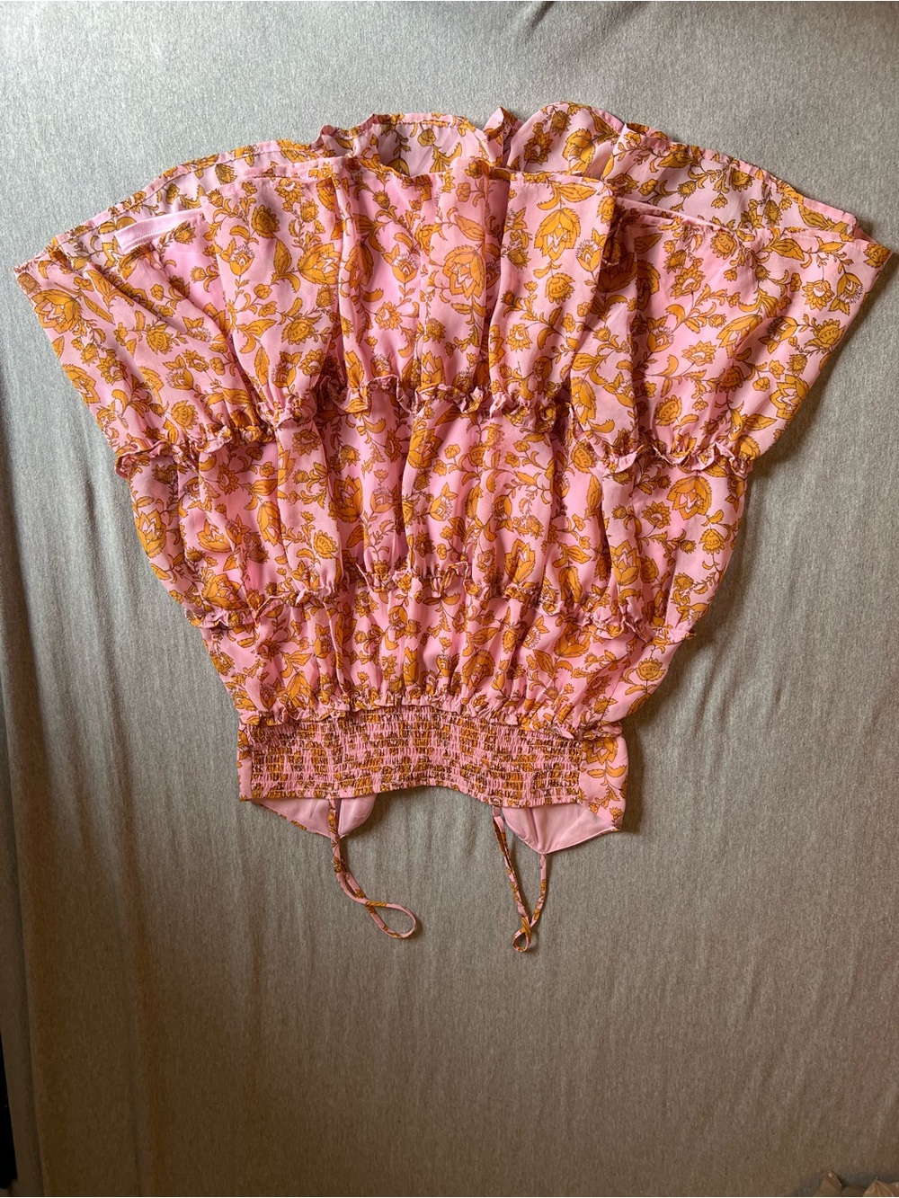 Lush Pink Dress with Mustard Floral Trim - Picture 2 of 7